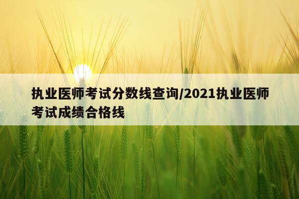 执业医师考试分数线查询/2021执业医师考试成绩合格线