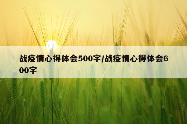 战疫情心得体会500字/战疫情心得体会600字