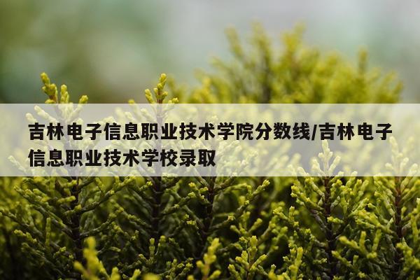 吉林电子信息职业技术学院分数线/吉林电子信息职业技术学校录取