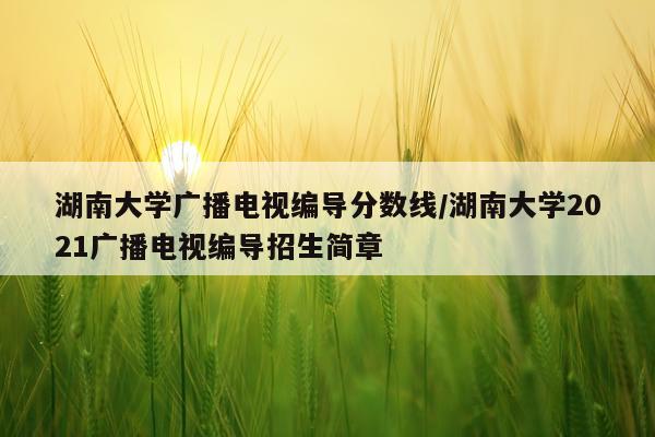 湖南大学广播电视编导分数线/湖南大学2021广播电视编导招生简章
