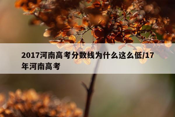 2017河南高考分数线为什么这么低/17年河南高考