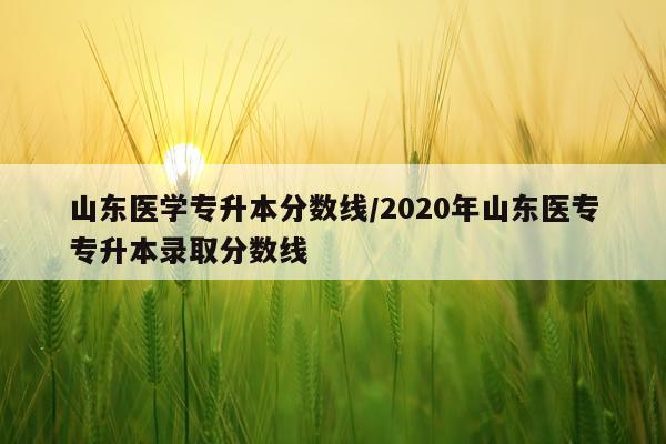 山东医学专升本分数线/2020年山东医专专升本录取分数线