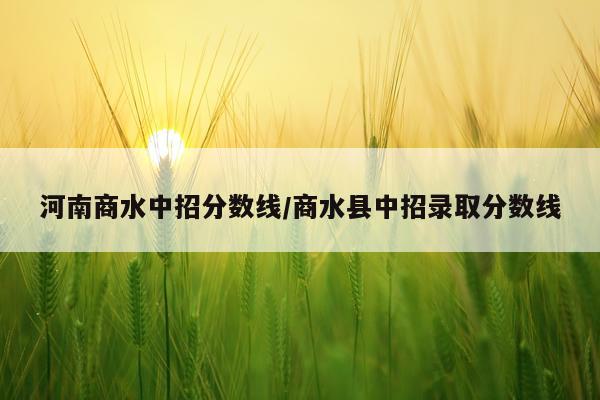 河南商水中招分数线/商水县中招录取分数线