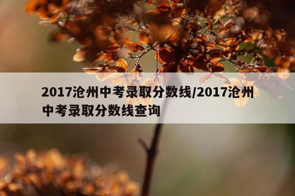 2017沧州中考录取分数线/2017沧州中考录取分数线查询
