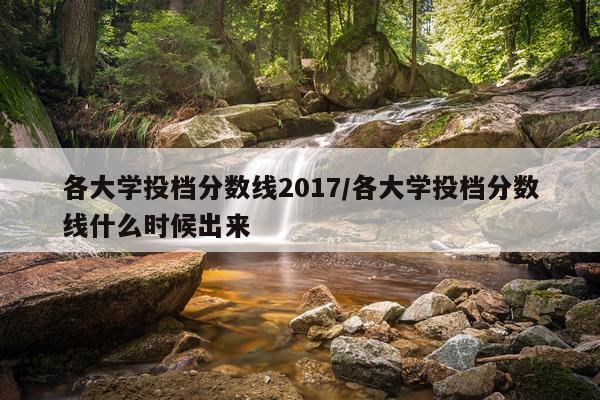 各大学投档分数线2017/各大学投档分数线什么时候出来