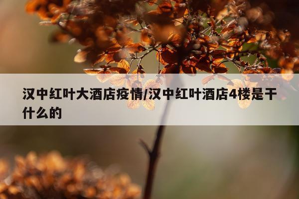 汉中红叶大酒店疫情/汉中红叶酒店4楼是干什么的