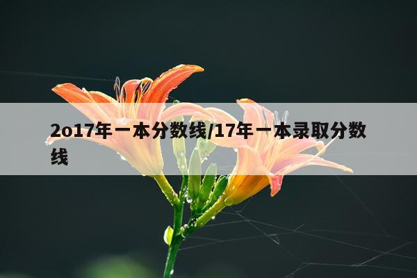 2o17年一本分数线/17年一本录取分数线