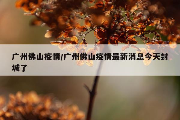 广州佛山疫情/广州佛山疫情最新消息今天封城了
