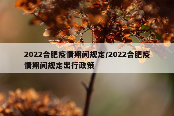 2022合肥疫情期间规定/2022合肥疫情期间规定出行政策