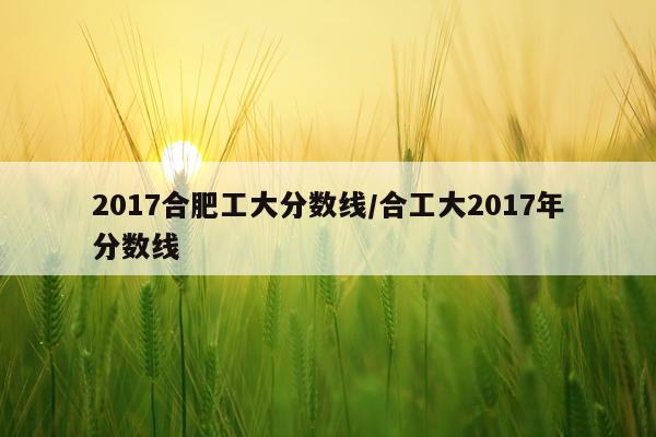 2017合肥工大分数线/合工大2017年分数线