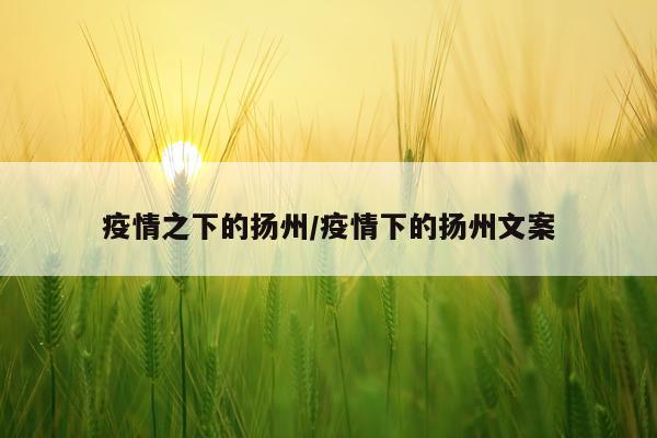 疫情之下的扬州/疫情下的扬州文案