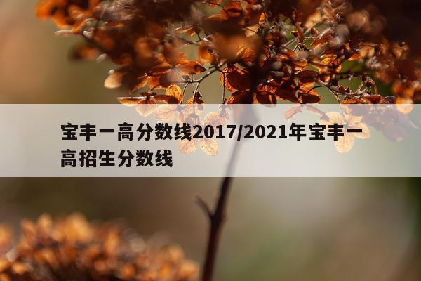 宝丰一高分数线2017/2021年宝丰一高招生分数线