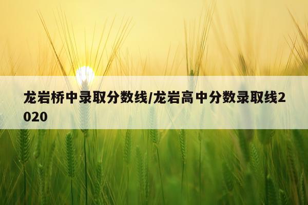 龙岩桥中录取分数线/龙岩高中分数录取线2020