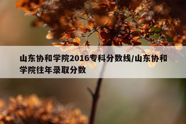 山东协和学院2016专科分数线/山东协和学院往年录取分数