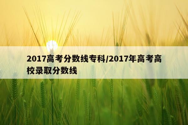 2017高考分数线专科/2017年高考高校录取分数线
