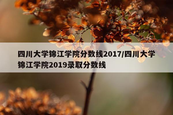 四川大学锦江学院分数线2017/四川大学锦江学院2019录取分数线