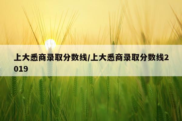 上大悉商录取分数线/上大悉商录取分数线2019