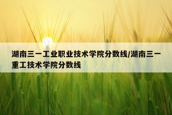 湖南三一工业职业技术学院分数线/湖南三一重工技术学院分数线