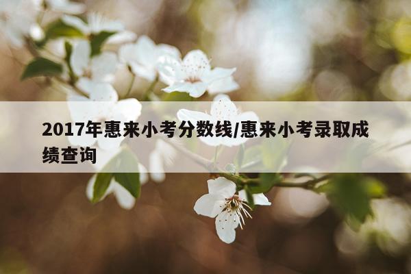 2017年惠来小考分数线/惠来小考录取成绩查询