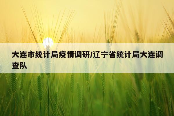 大连市统计局疫情调研/辽宁省统计局大连调查队