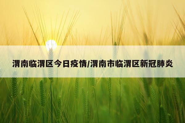渭南临渭区今日疫情/渭南市临渭区新冠肺炎