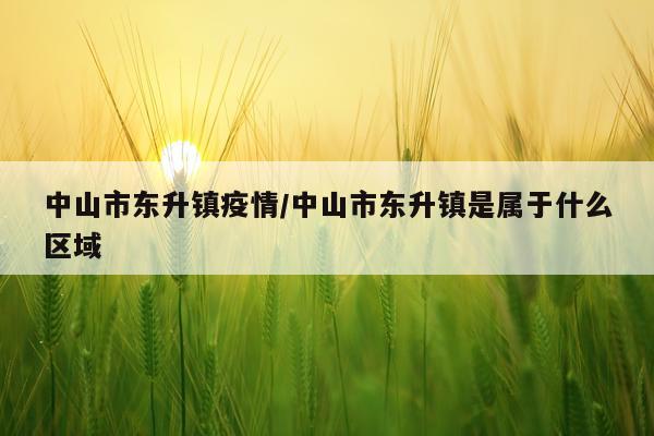 中山市东升镇疫情/中山市东升镇是属于什么区域