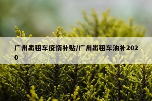 广州出租车疫情补贴/广州出租车油补2020