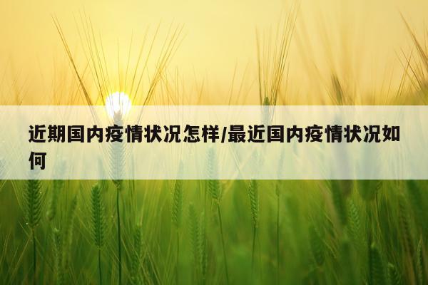 近期国内疫情状况怎样/最近国内疫情状况如何