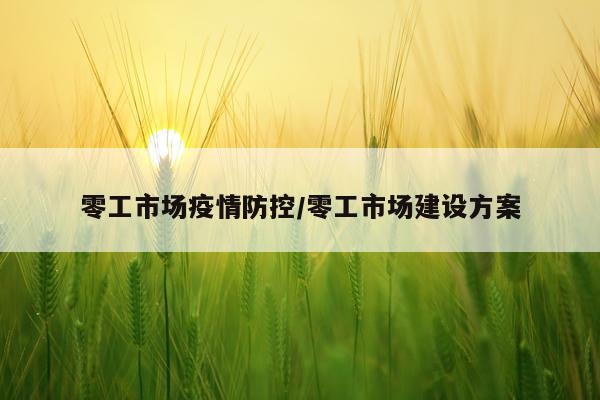 零工市场疫情防控/零工市场建设方案
