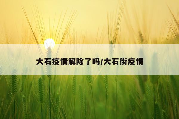大石疫情解除了吗/大石街疫情