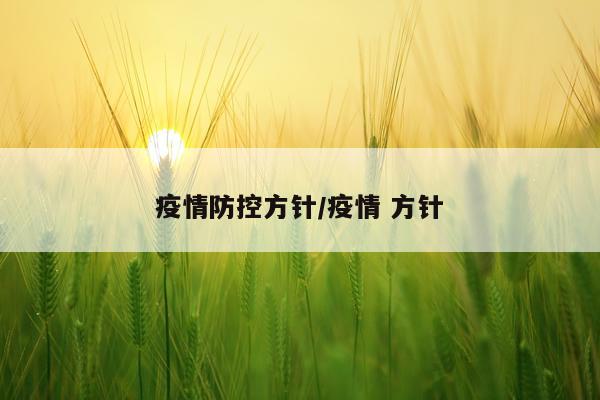 疫情防控方针/疫情 方针