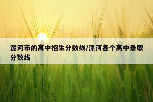漯河市的高中招生分数线/漯河各个高中录取分数线