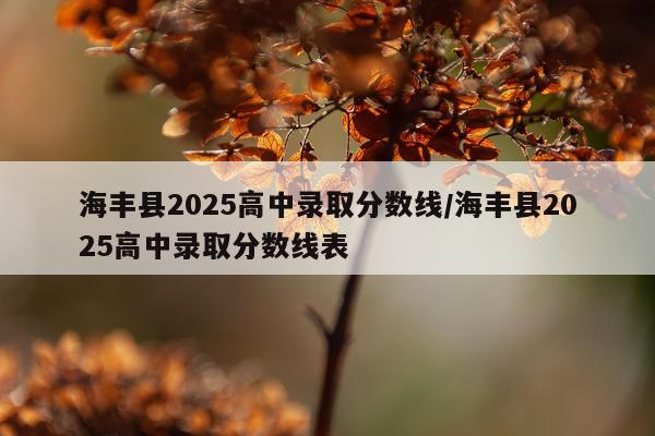 海丰县2025高中录取分数线/海丰县2025高中录取分数线表