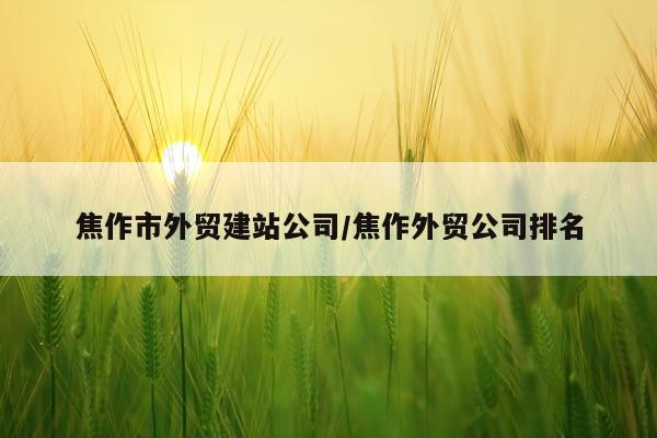 焦作市外贸建站公司/焦作外贸公司排名