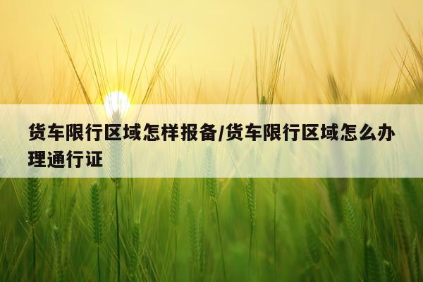 货车限行区域怎样报备/货车限行区域怎么办理通行证