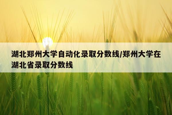 湖北郑州大学自动化录取分数线/郑州大学在湖北省录取分数线