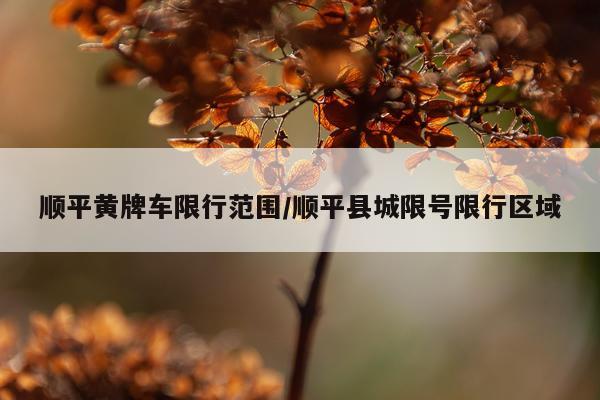 顺平黄牌车限行范围/顺平县城限号限行区域