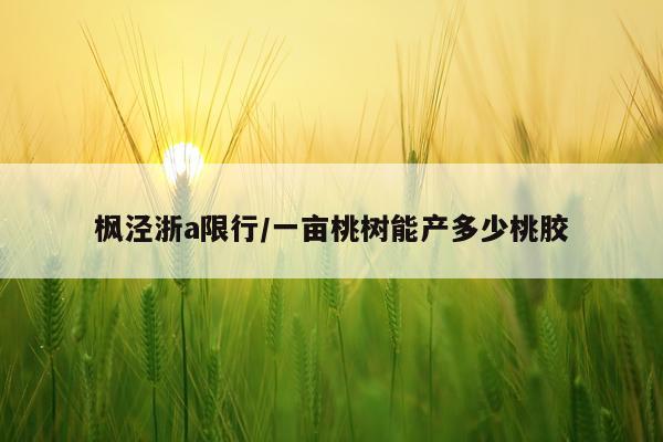 枫泾浙a限行/一亩桃树能产多少桃胶