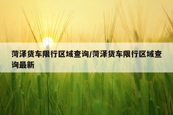 菏泽货车限行区域查询/菏泽货车限行区域查询最新
