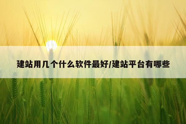 建站用几个什么软件最好/建站平台有哪些