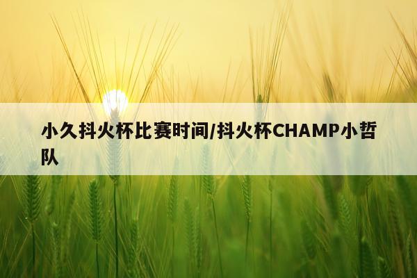 小久抖火杯比赛时间/抖火杯CHAMP小哲队