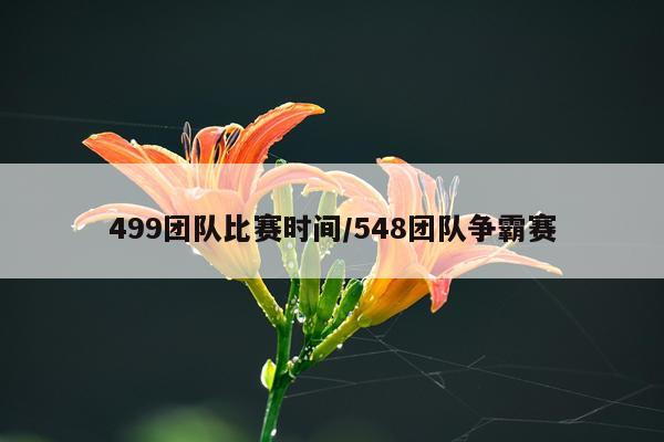 499团队比赛时间/548团队争霸赛