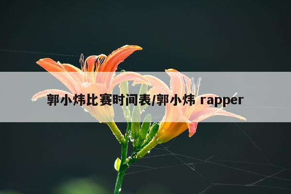郭小炜比赛时间表/郭小炜 rapper