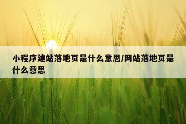 小程序建站落地页是什么意思/网站落地页是什么意思