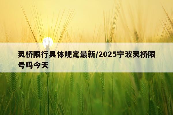 灵桥限行具体规定最新/2025宁波灵桥限号吗今天