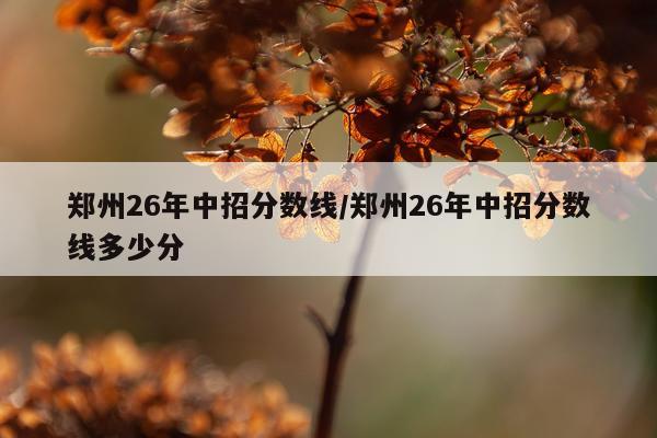 郑州26年中招分数线/郑州26年中招分数线多少分