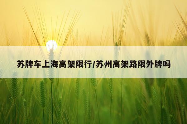 苏牌车上海高架限行/苏州高架路限外牌吗