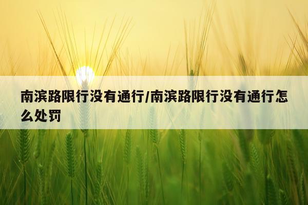 南滨路限行没有通行/南滨路限行没有通行怎么处罚