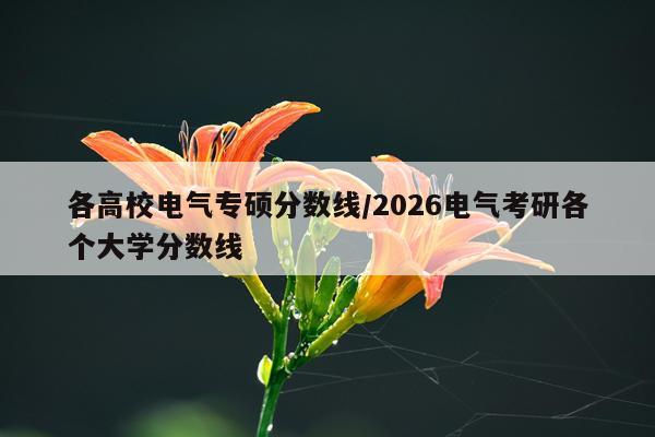 各高校电气专硕分数线/2026电气考研各个大学分数线