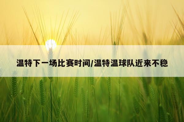 温特下一场比赛时间/温特温球队近来不稳